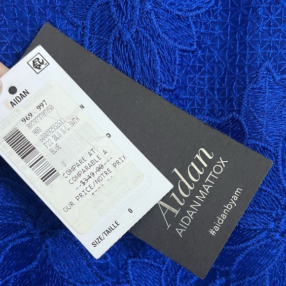 Like NEW Aidan Mattox Blue Lace High Low Formal Dress Size 0 - Picture 7 of 10